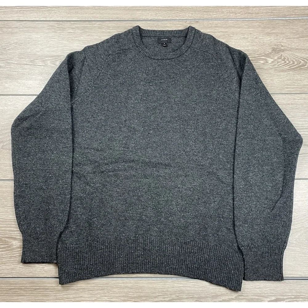 J Crew Mens 100% Lambswool Pullover Sweater Dark Grey Size‎ Medium *read*